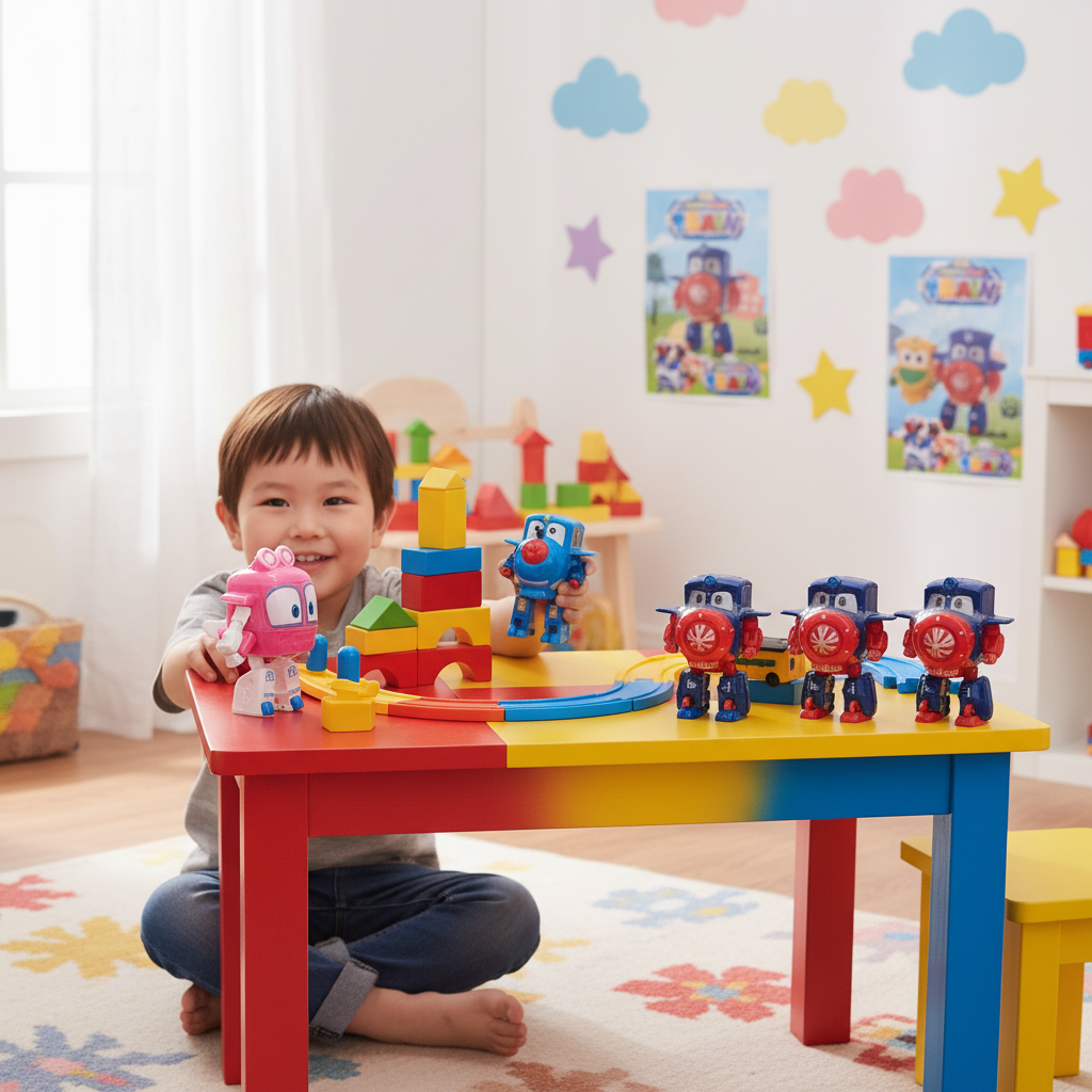 Ready Go! Robot Family Train Collectible Figures Set