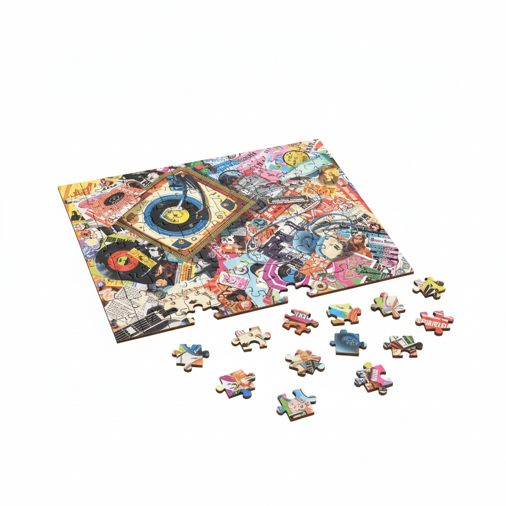 Trefl Wood Craft Origin Premium Wooden Puzzle 500+1 - Vintage Music Collage