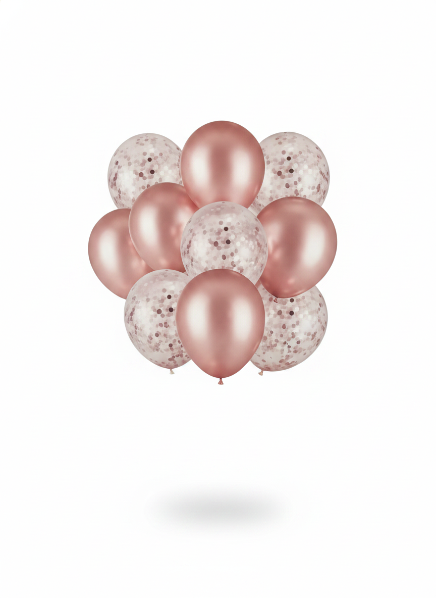 Rose Gold & Confetti Party Balloons Set