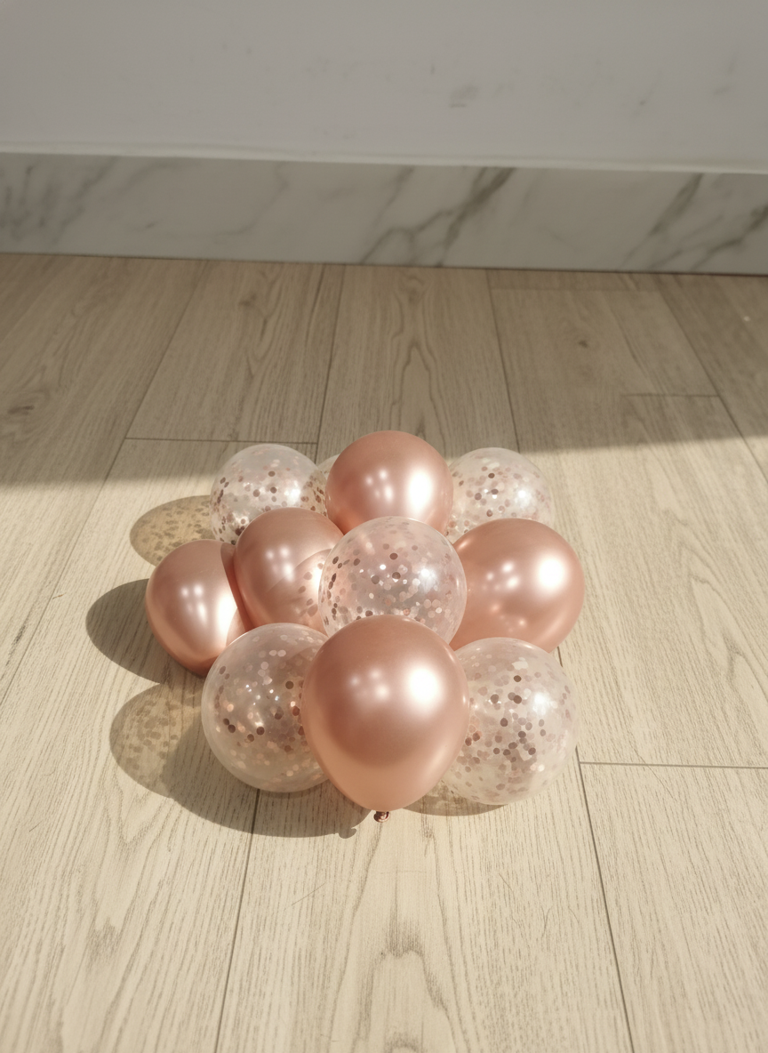 Rose Gold & Confetti Party Balloons Set
