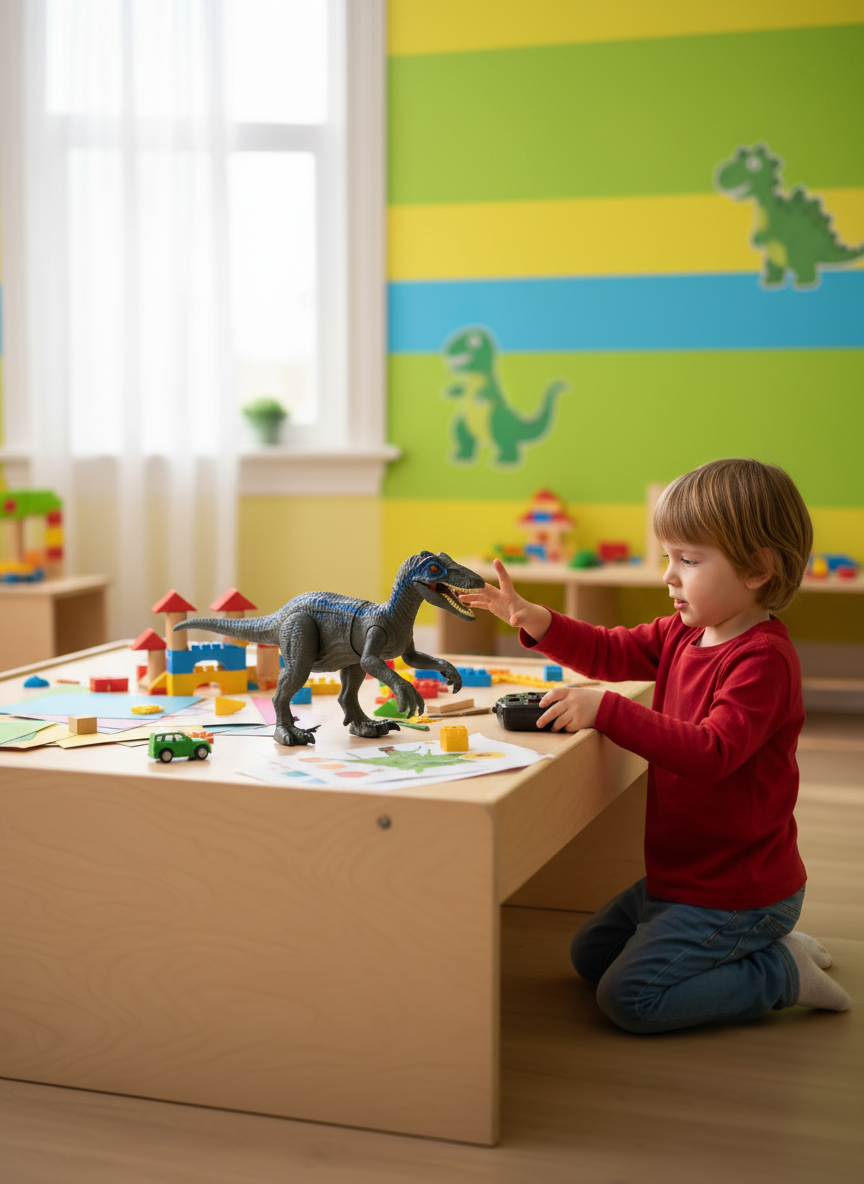 2.4G Remote Control Dinosaur Light And Sound Action Mist Velociraptor Dinosaurs