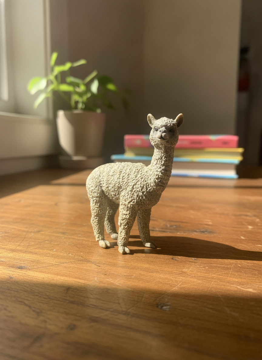 Realistic Alpaca Animal Figurine