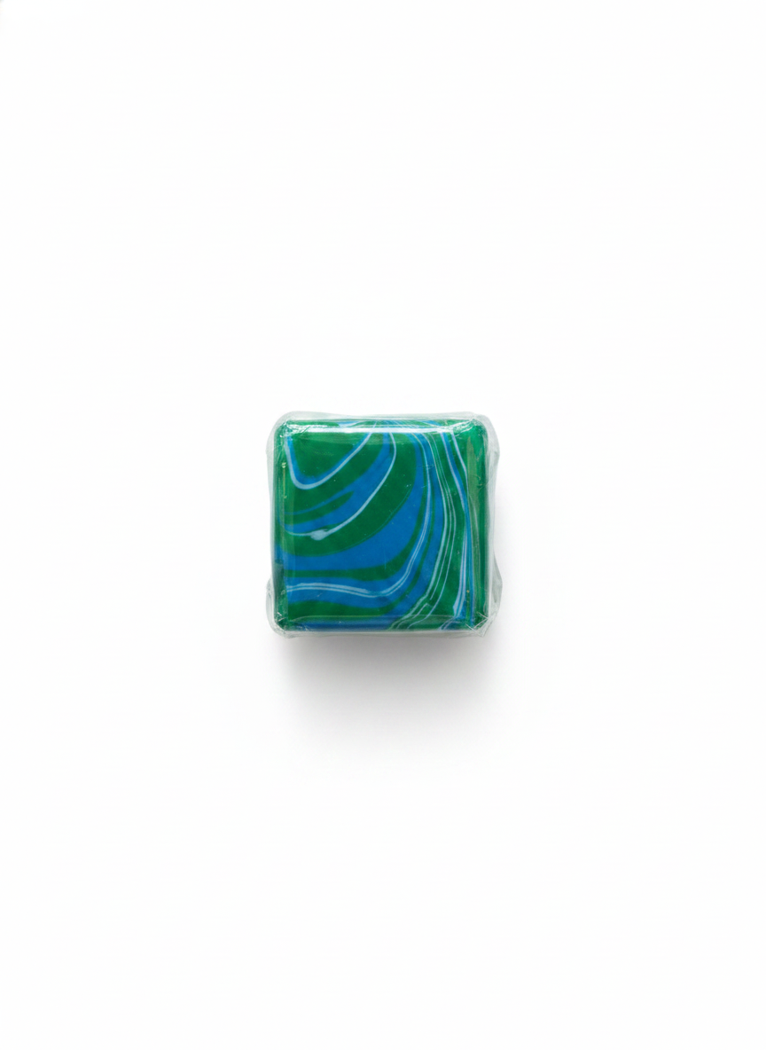 Green & Blue Marbled Swirl Sensory squishy Block