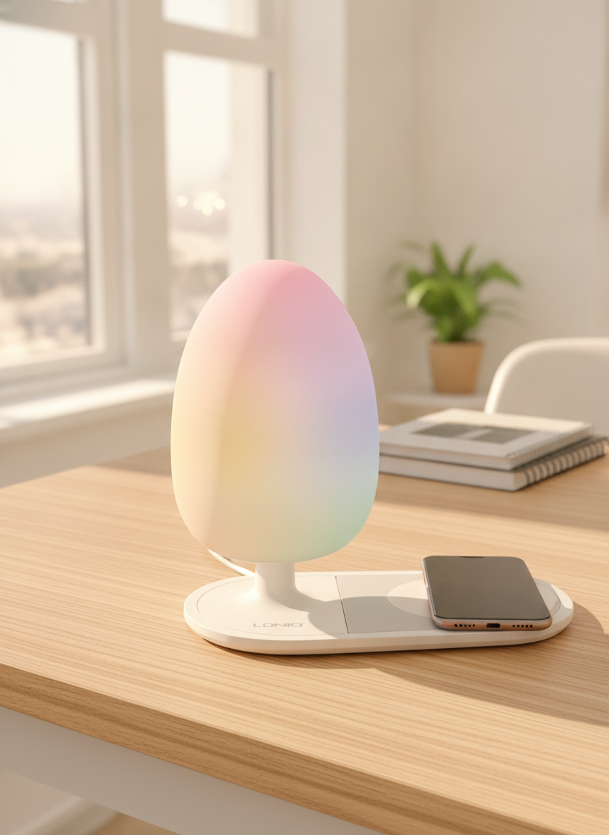 LDNIO Fast Wireless Charging DESK LAMP Natural Style (Model No. Y3)