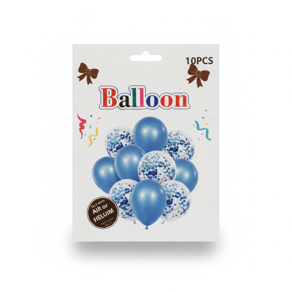 10PCS Blue & Confetti Balloon Set
