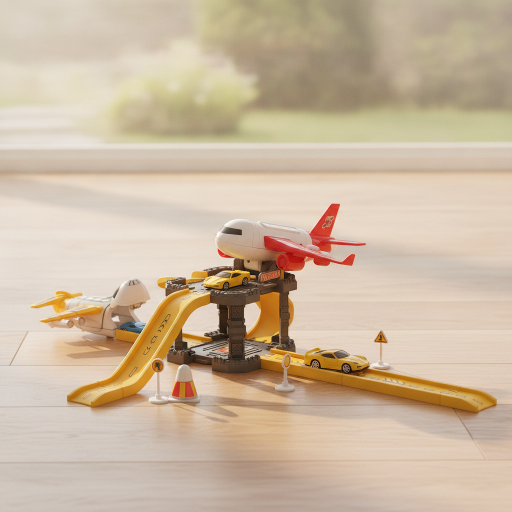 Plane Parking Lot Racing Car Playset