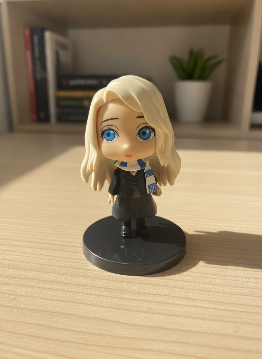 Chibi-Style Blonde Hair Collectible Figure with Blue Scarf