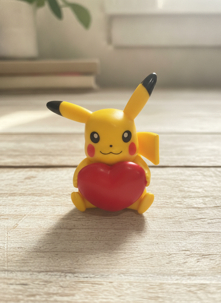 Pikachu with Red Heart Figure
