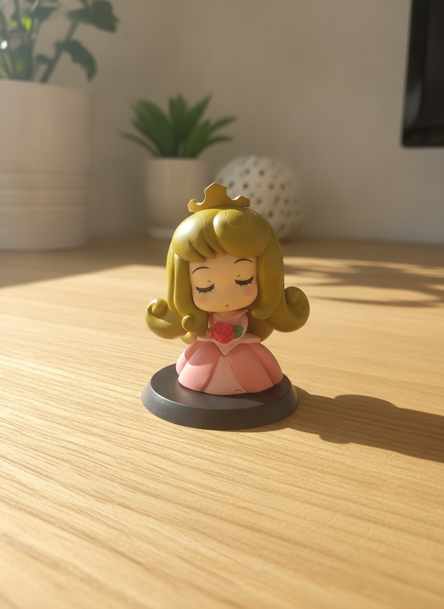 Chibi Princess Figurine with Rose Dress