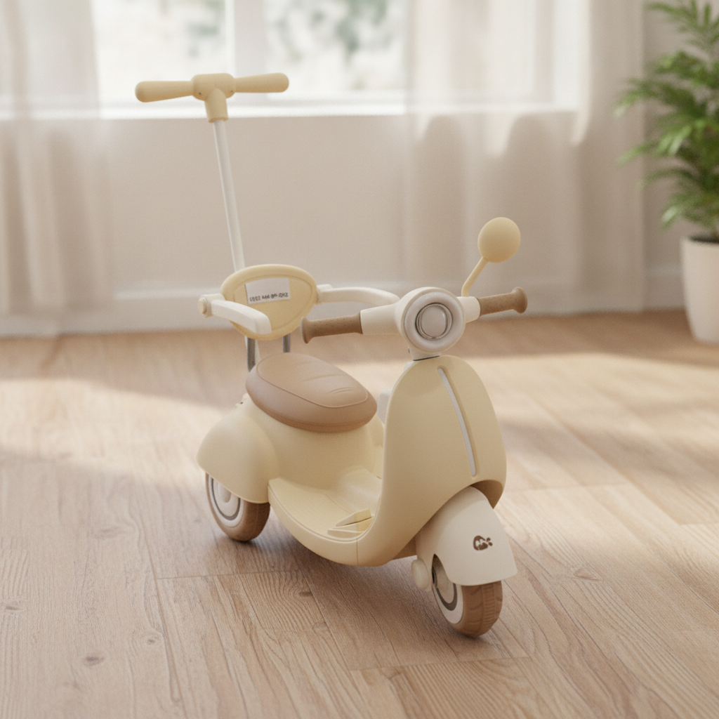 Kids Retro Push And Electric Ride-On Scooter