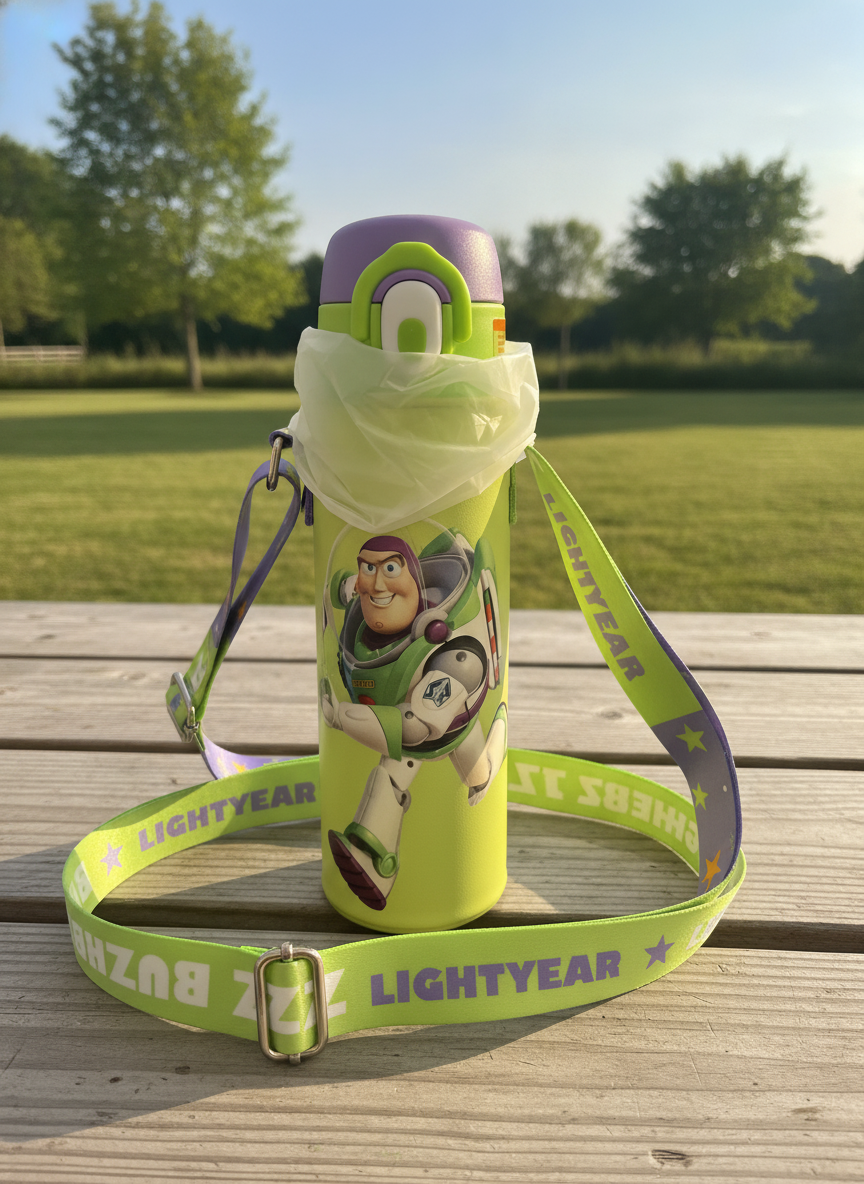 Disney Pixar Toy Story Buzz Lightyear Water Bottle with Strap