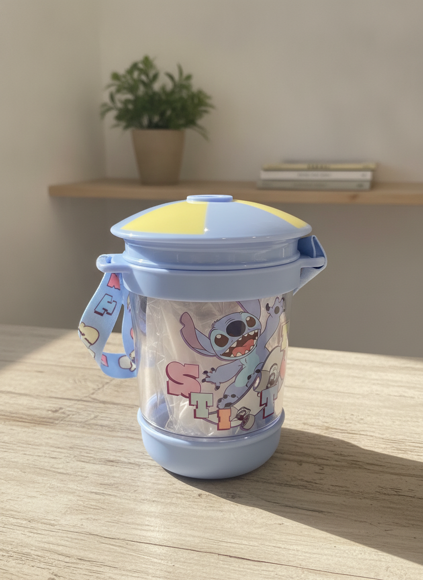 Disney Stitch Character Tumbler with Lid and Strap (570 ML)