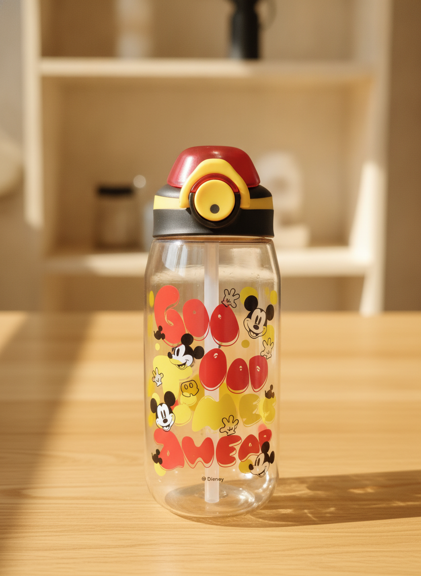 Disney Mickey Mouse "Goo Goo Ahead" Water Bottle with Straw