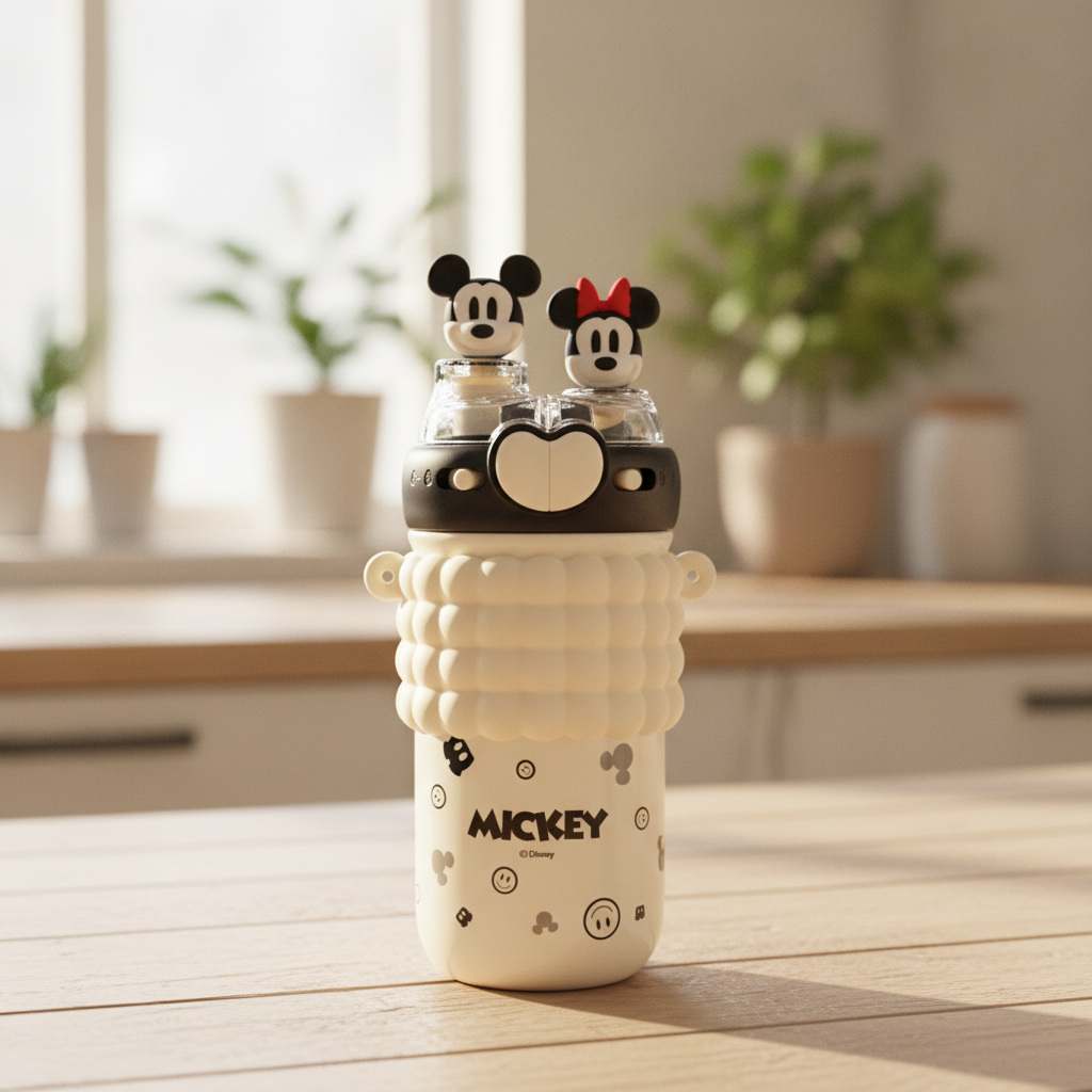 Disney Mickey & Minnie Dual Spout Kids Water Bottle (520 ML)