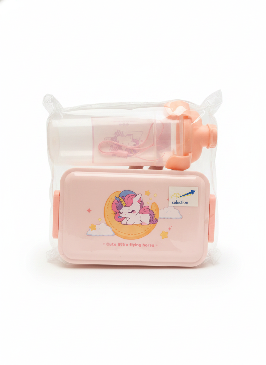 Cute Little Flying Horse Unicorn Lunchbox & Water Bottle Set