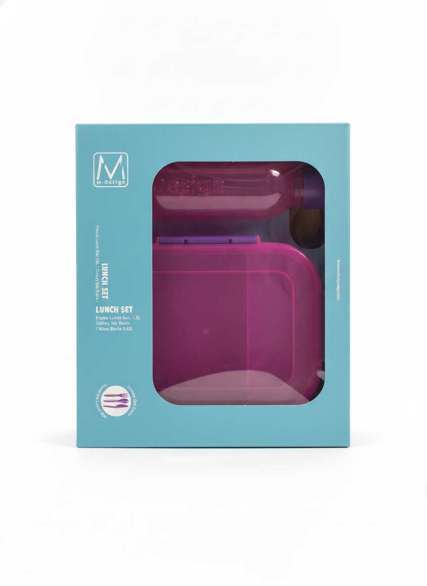 M-Design Fresco Lunch Set with 1.6L Lunch Box, 3-Piece Cutlery Set, and 0.65L Water Bottle
