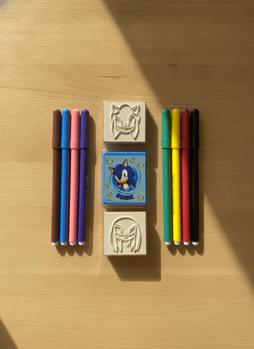 Sonic The Hedgehog Set of Stamps and Markers