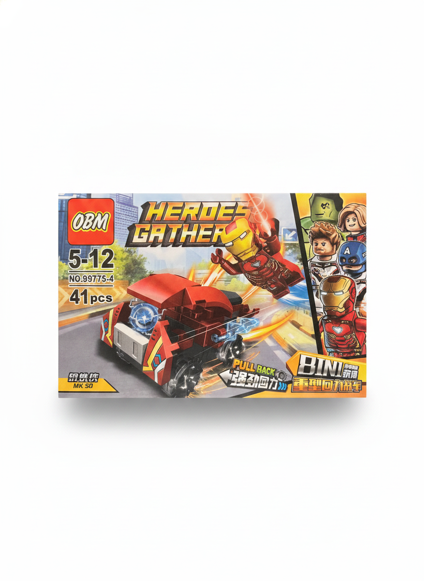 OBM Heroes Gather Iron Man MK 50 Pull Back Building Block Set