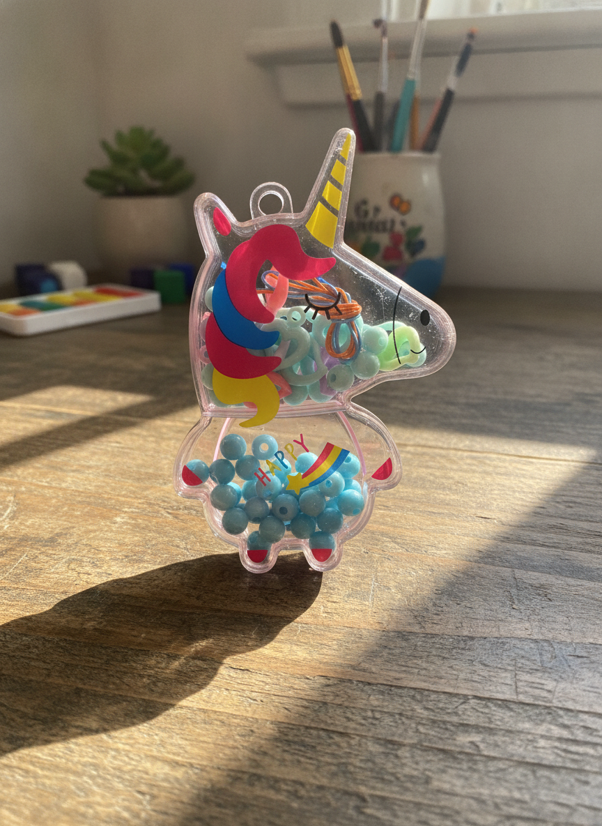 Happy Unicorn Shaker Keychain