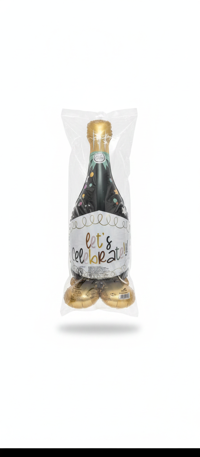 64-inch Large Standing Champagne Bottle Balloon, 1pc Balloon with Wide Base
