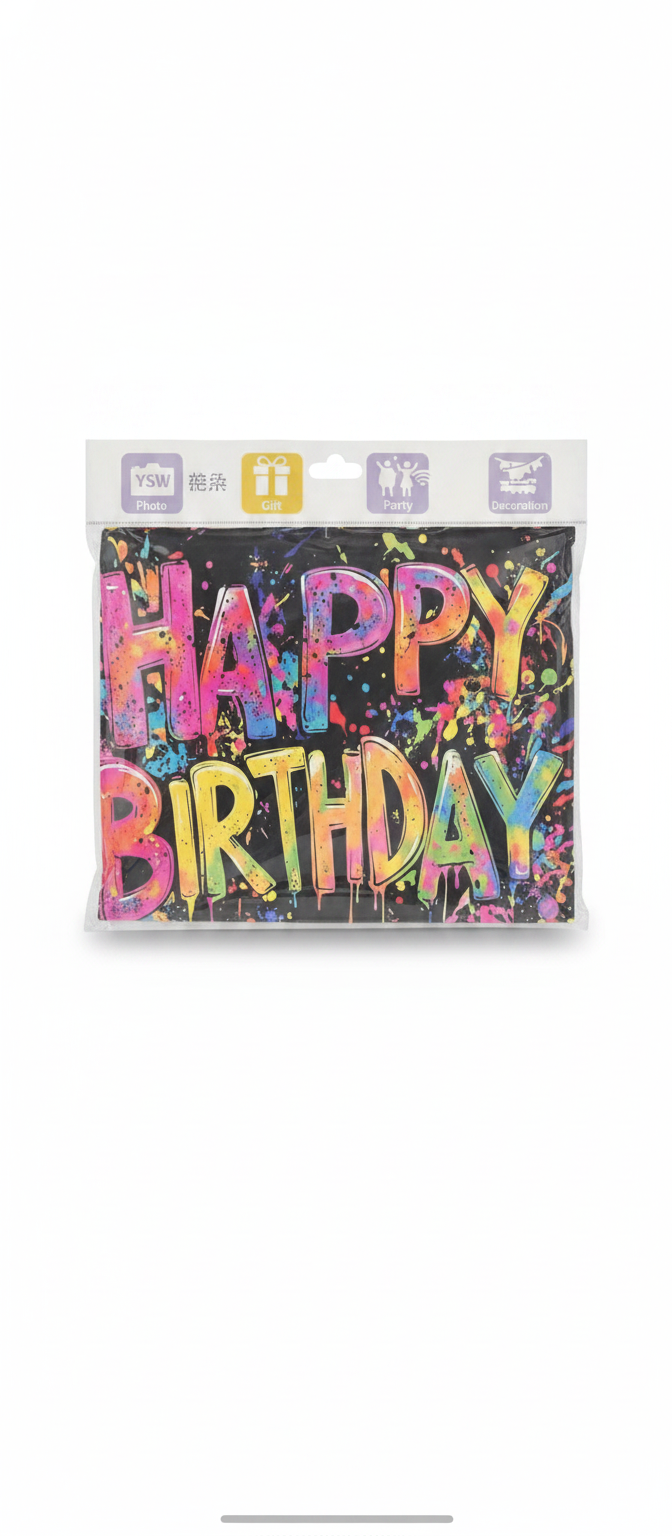 Party Banner 1pc, Vibrant Graffiti Happy Birthday Background Decoration Background Photo Props size (180cm*230)