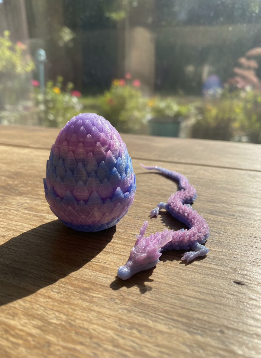 Flexible Articulated Dragon and Egg Set
