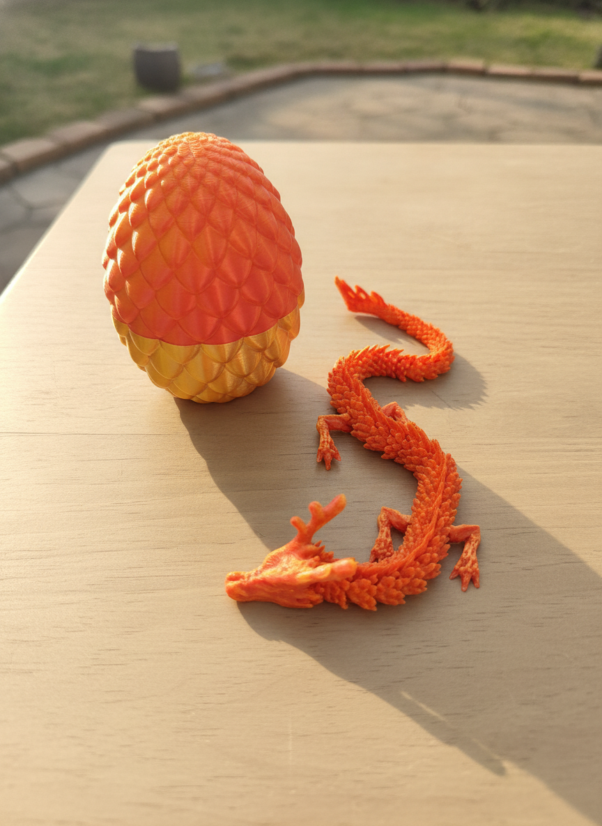 3D Printed Articulated Dragon and Dragon Egg Set