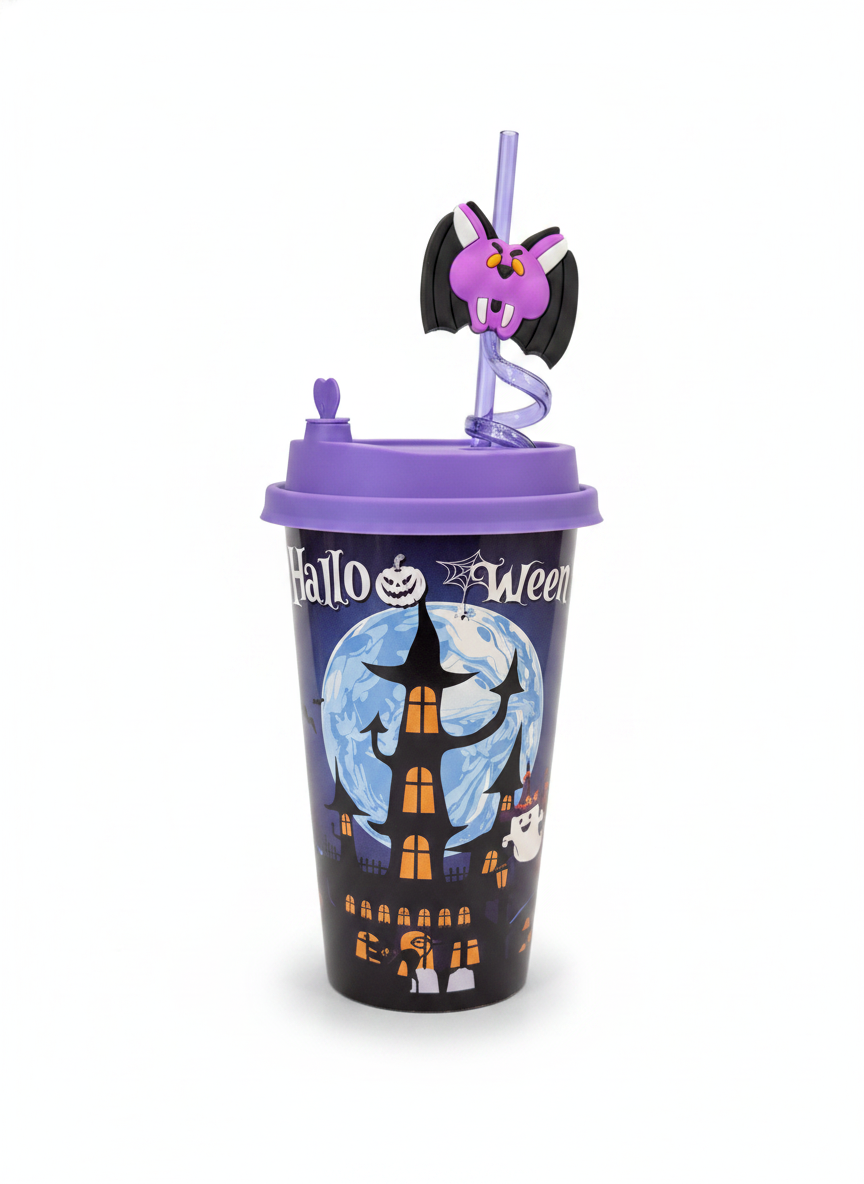 Halloween Themed Bat Straw Tumbler