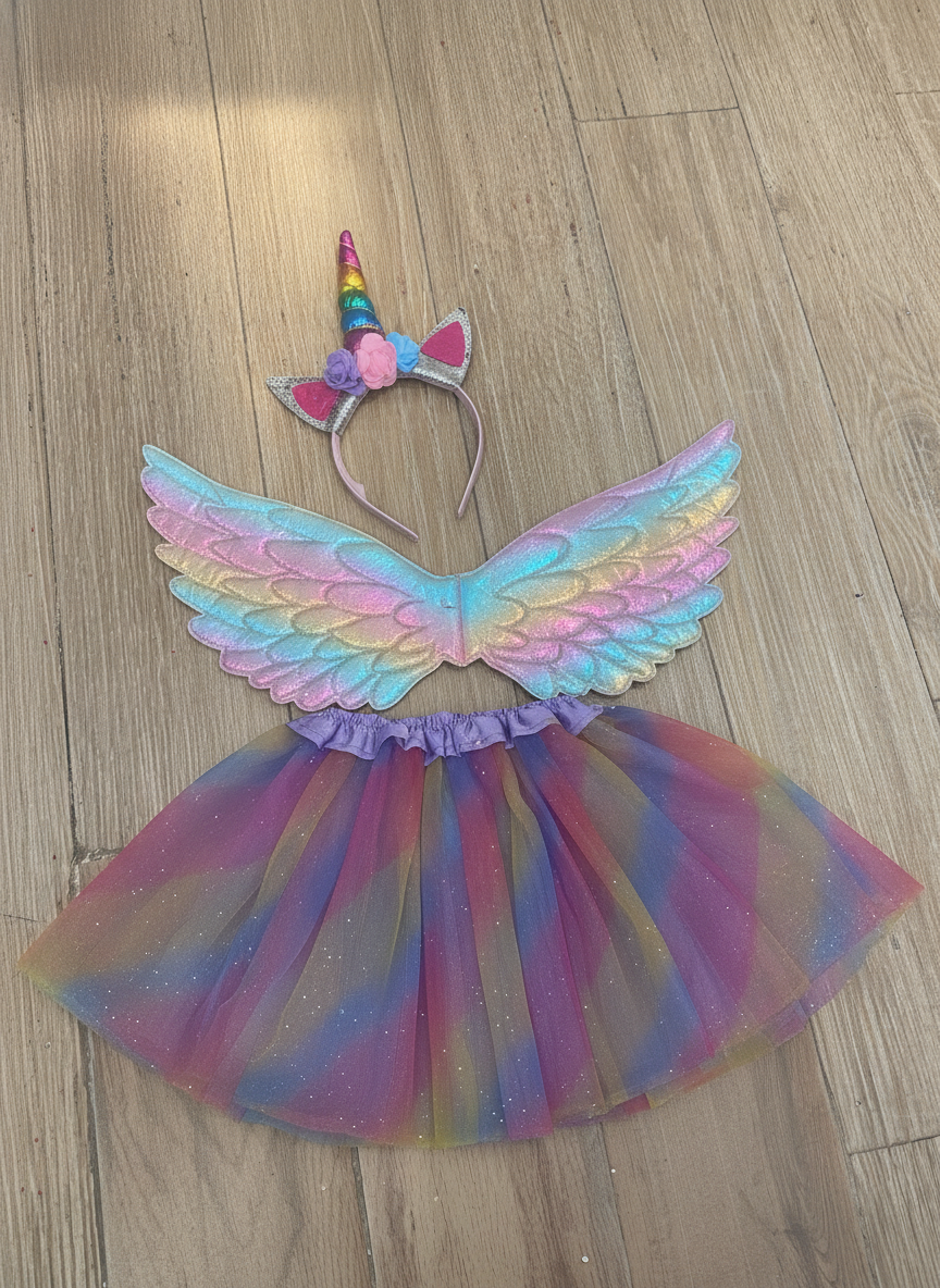 Kids Rainbow Unicorn Fairy Dress-Up Costume Set