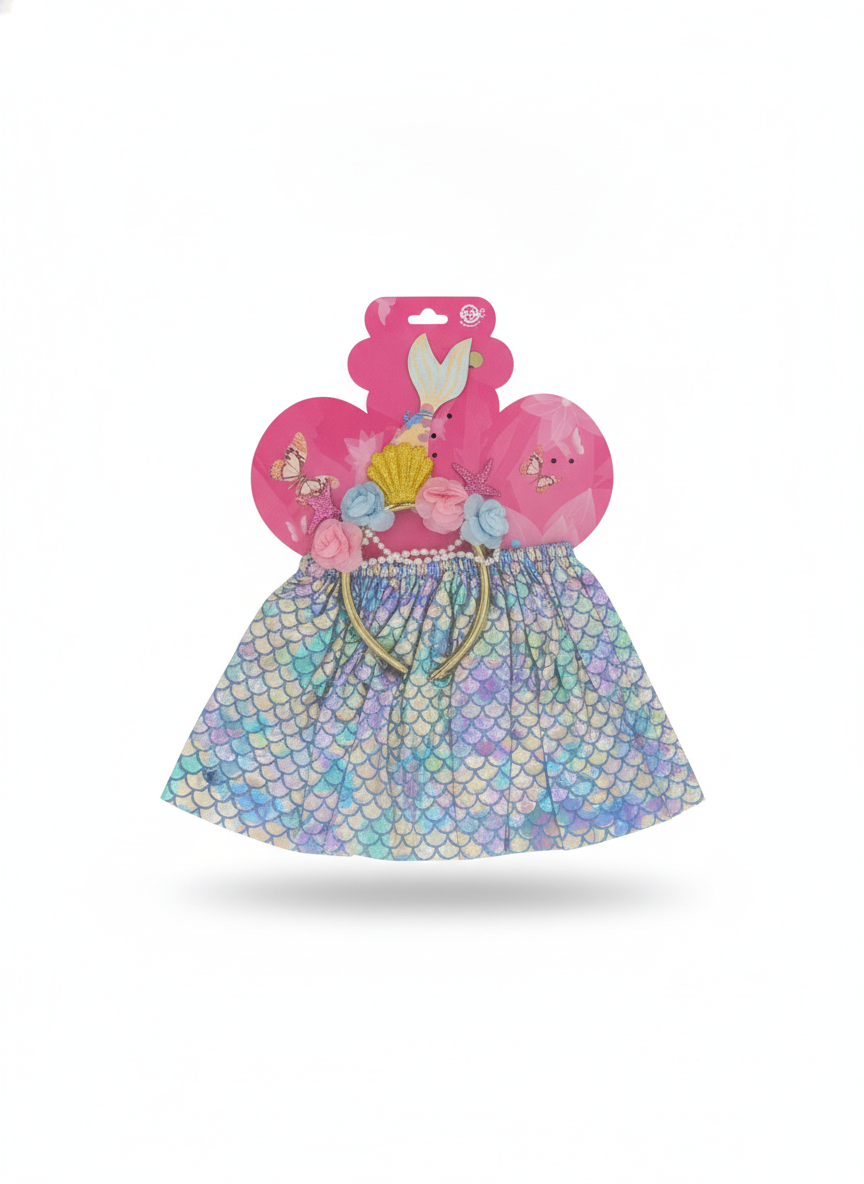 Iridescent Mermaid Skirt & Headband Dress-Up Costume