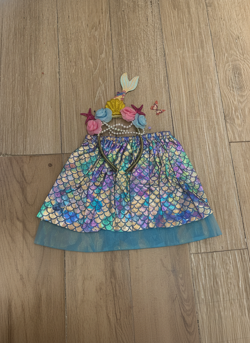 Iridescent Mermaid Skirt & Headband Dress-Up Costume
