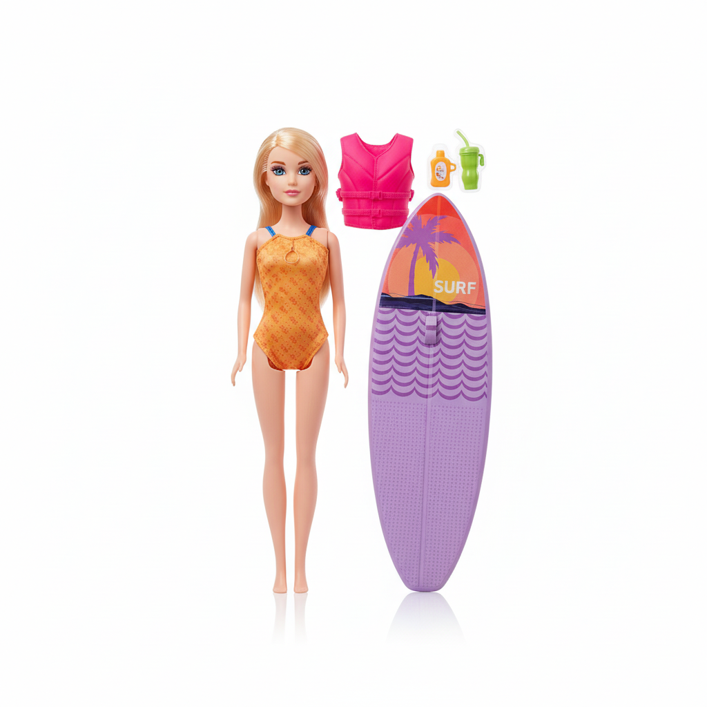 Anlily Collection Summer Time Doll with Surfboard
