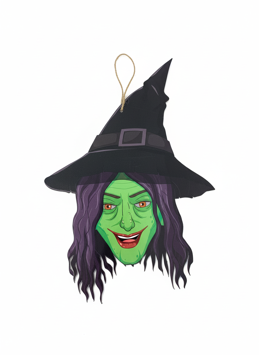 Smiling Green Witch Head Hanging Decoration