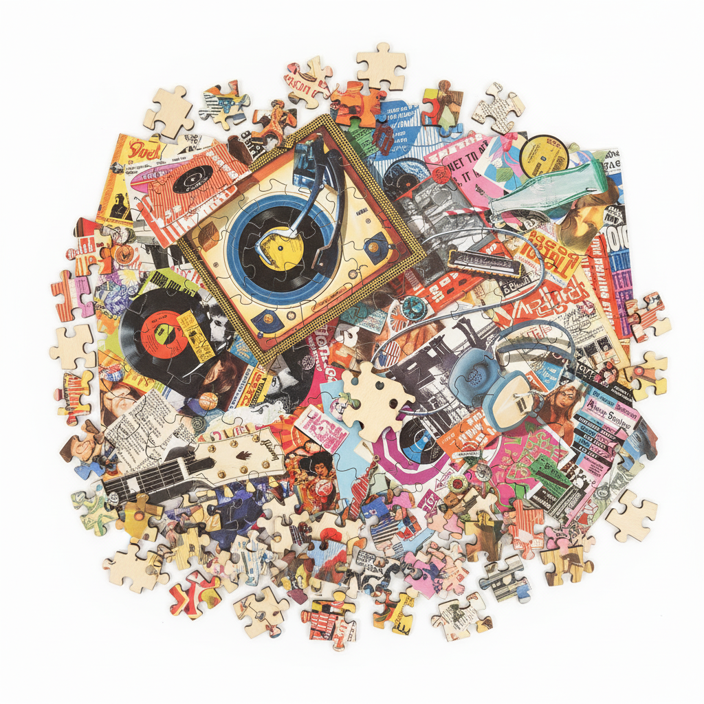 Trefl Wood Craft Origin Premium Wooden Puzzle 500+1 - Vintage Music Collage