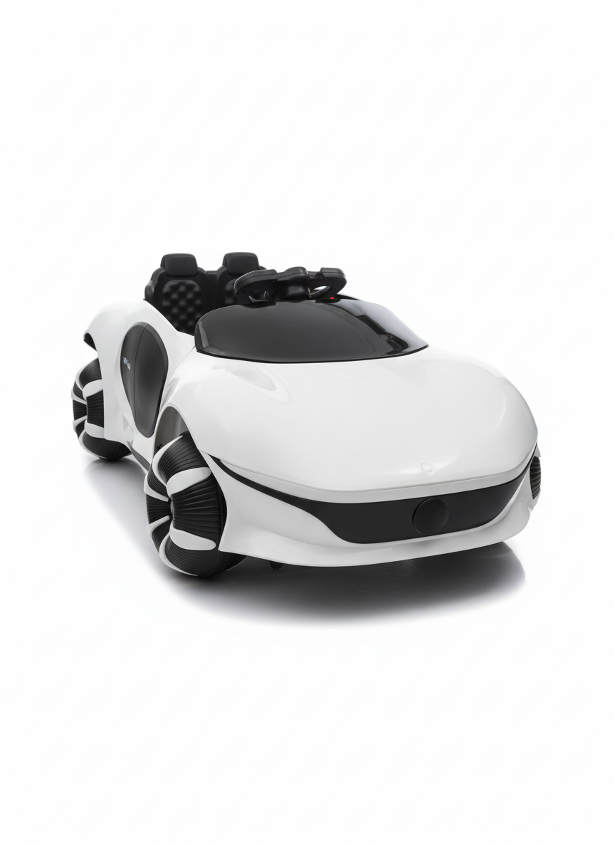 Sleek White Kids' Electric Ride-On Sports Car