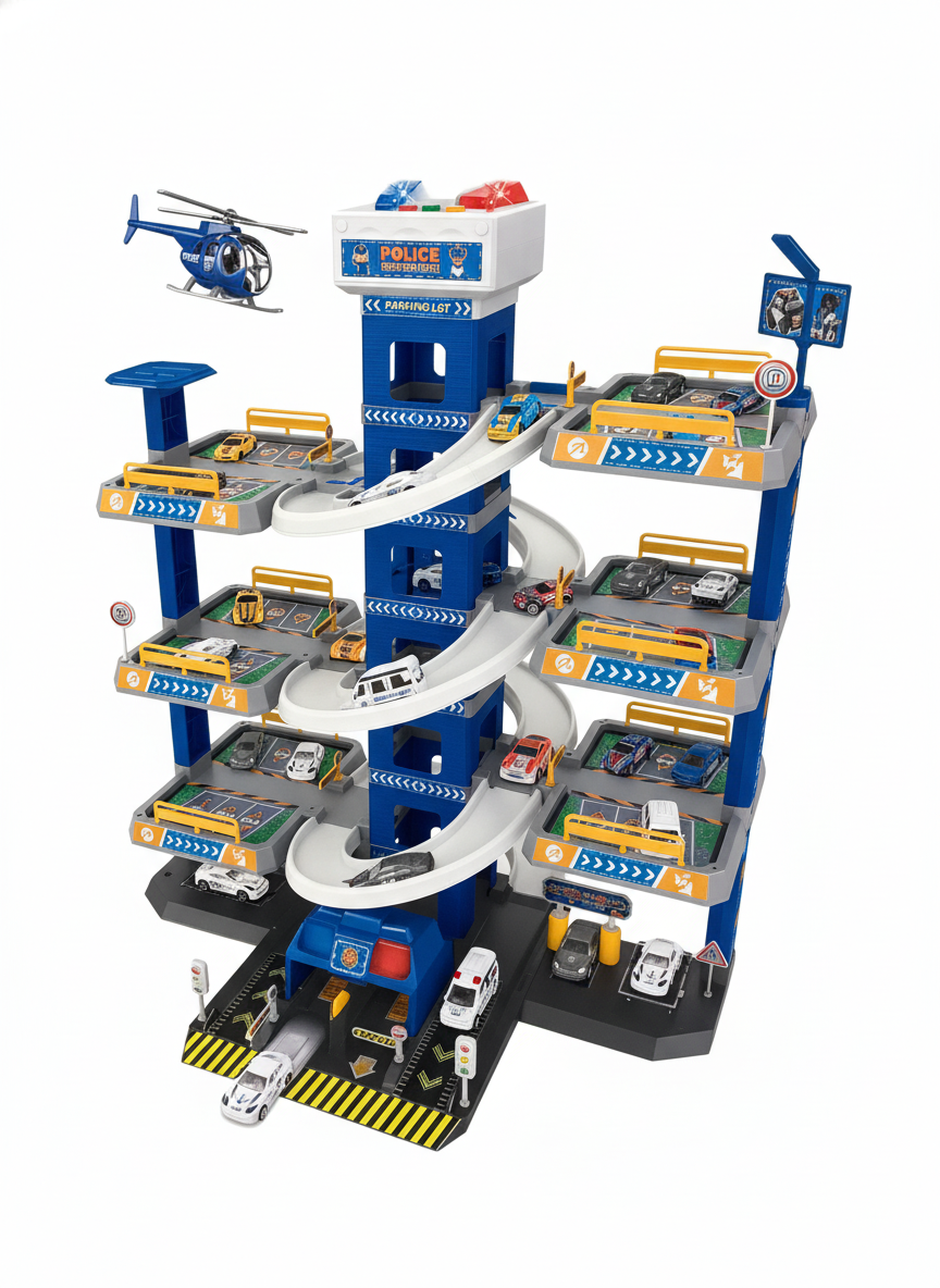 Police Parking Lot City Shittle Assembled Rail Car Series