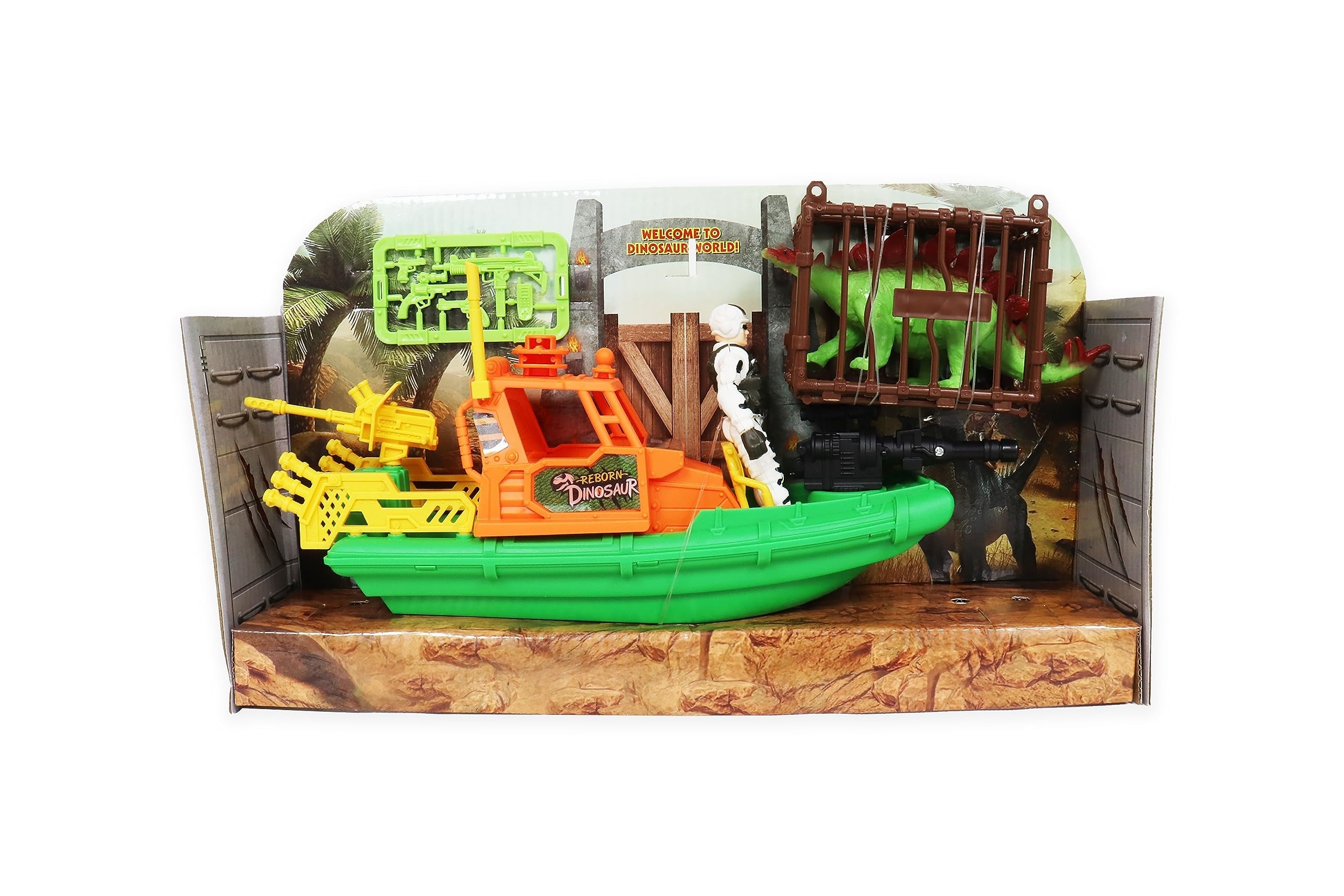 Green Boat Dinosaur Play Set