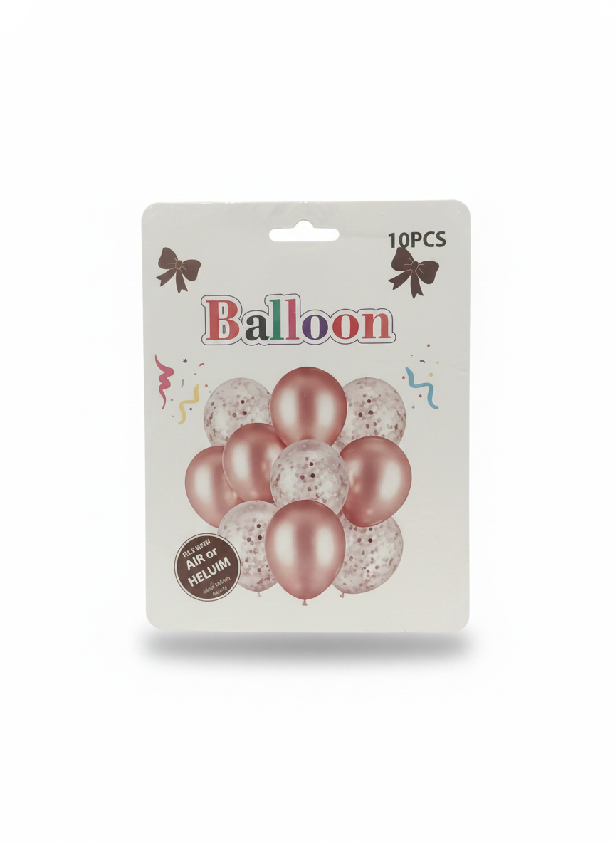 Rose Gold & Confetti Party Balloons Set