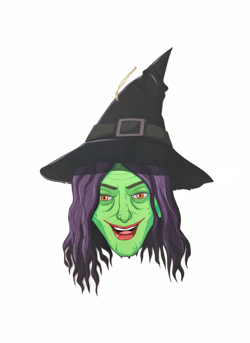 Smiling Green Witch Head Hanging Decoration