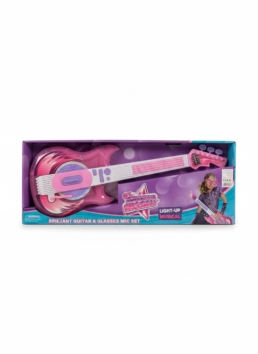 My Music World Brilliant Pink Guitar And Glasses Mic Set