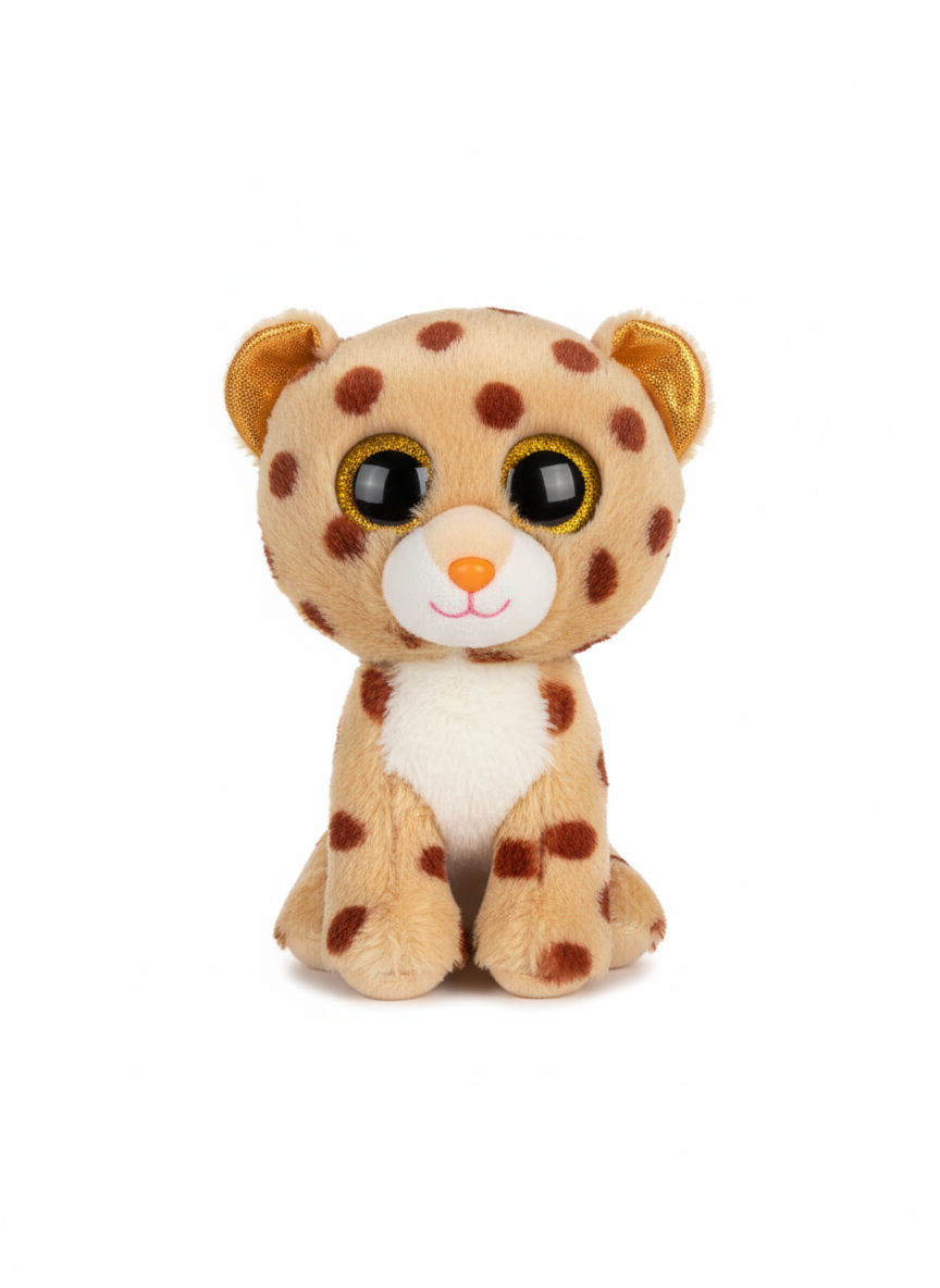 Spotted Leopard Plush with Glitter Eyes