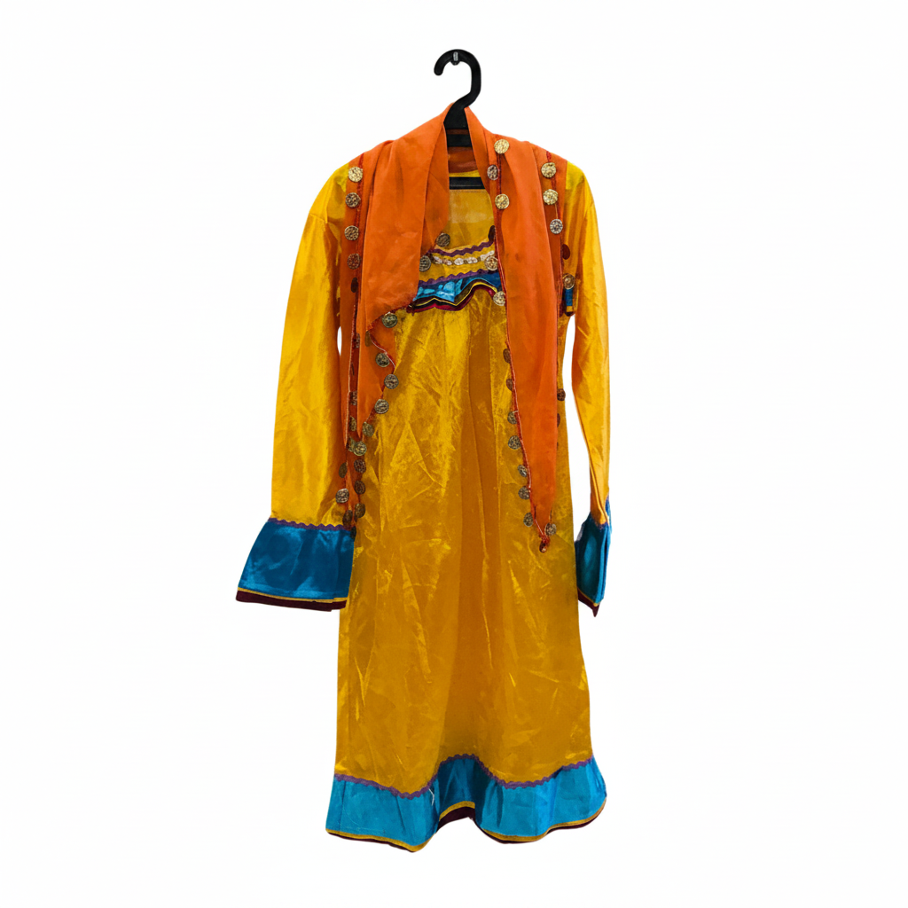 Vibrant Yellow & Orange Cultural Kids' Dress Costume