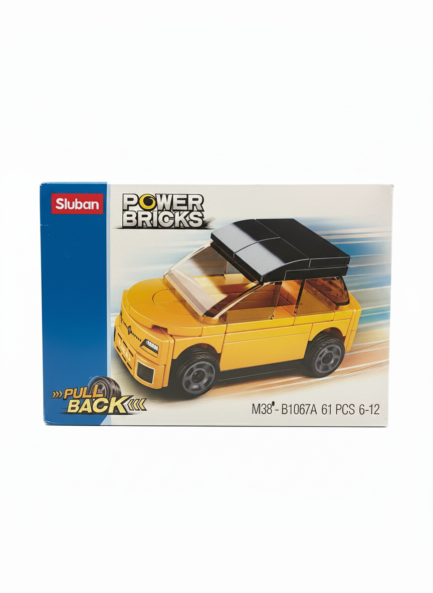 Sluban Power Bricks M38-B1067A Pull Back Yellow Car Building Set