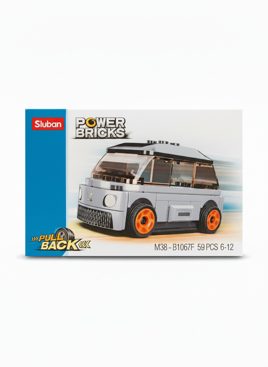 Sluban Power Bricks M38-B1067F Pull Back Van Building Set