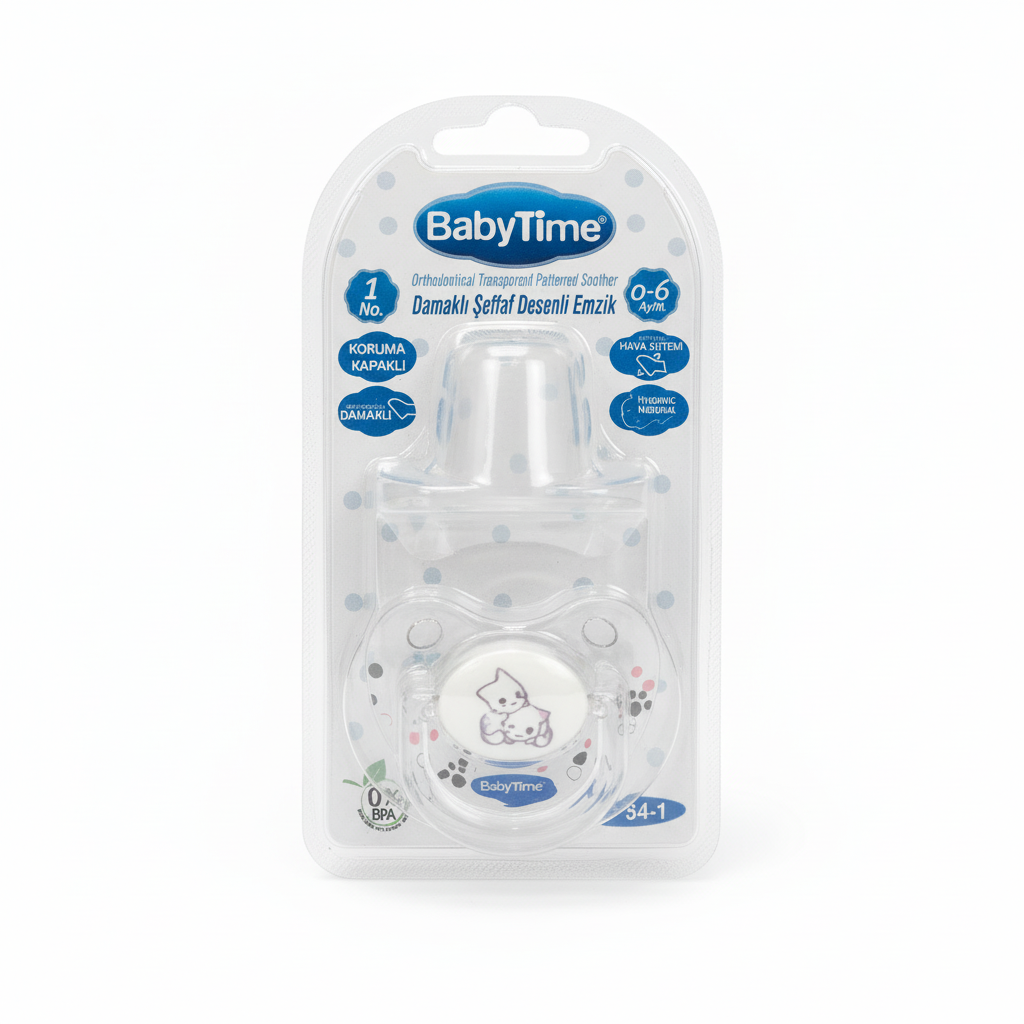 BabyTime Orthodontical Transparent Patterned Soother