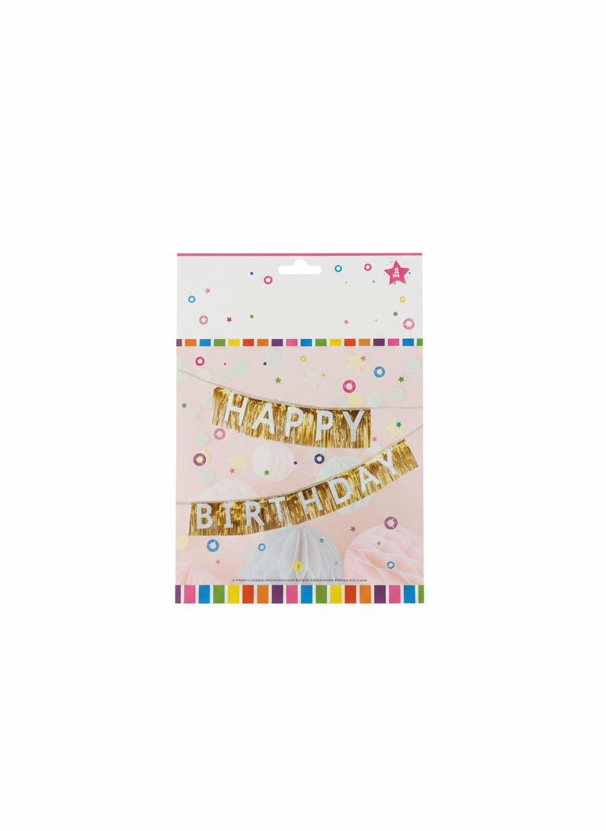 Gold Foil Happy Birthday Banner For Party Decoration