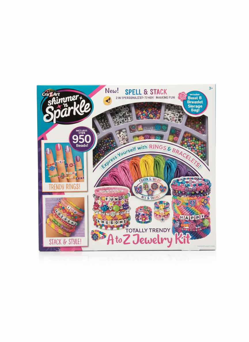 Cra-Z-Art Shimmer 'n Sparkle Spell & Stack Totally Trendy A to Z Jewelry Kit