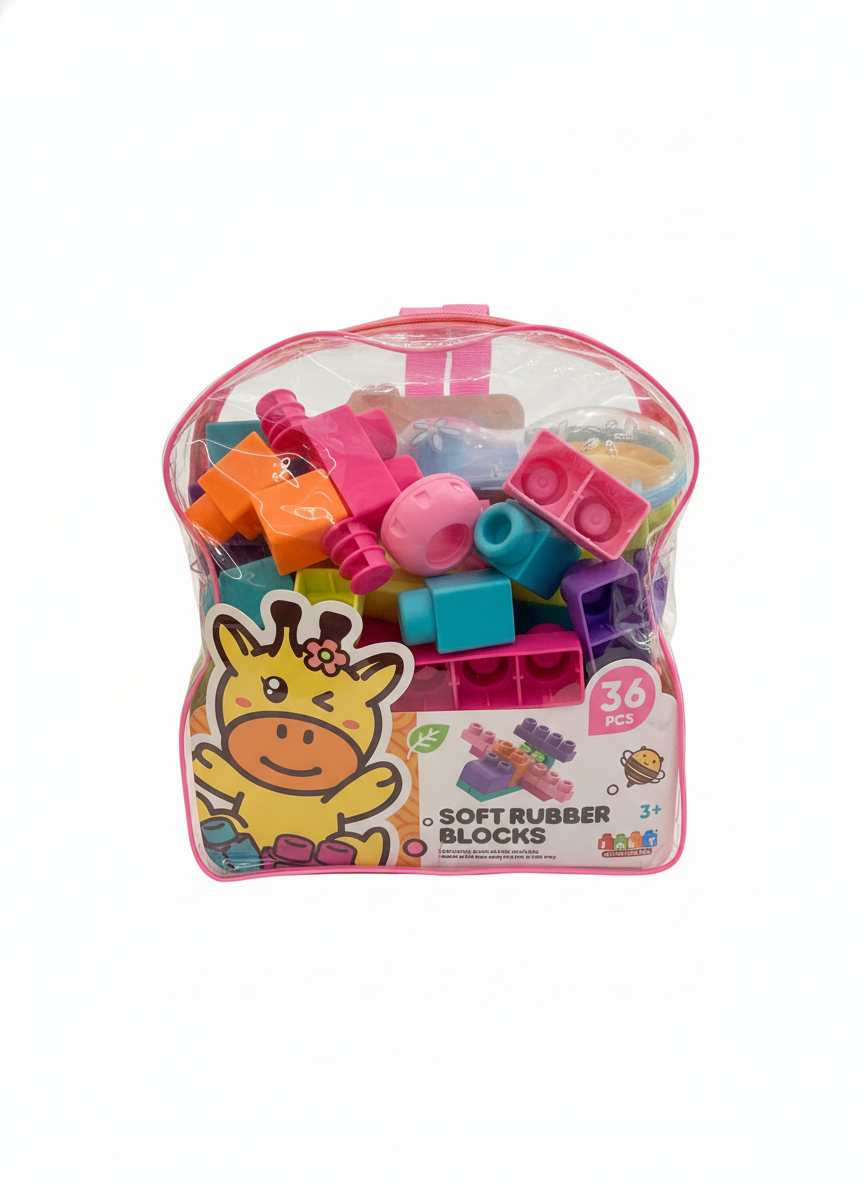Soft Rubber Blocks Pink 36 PCS