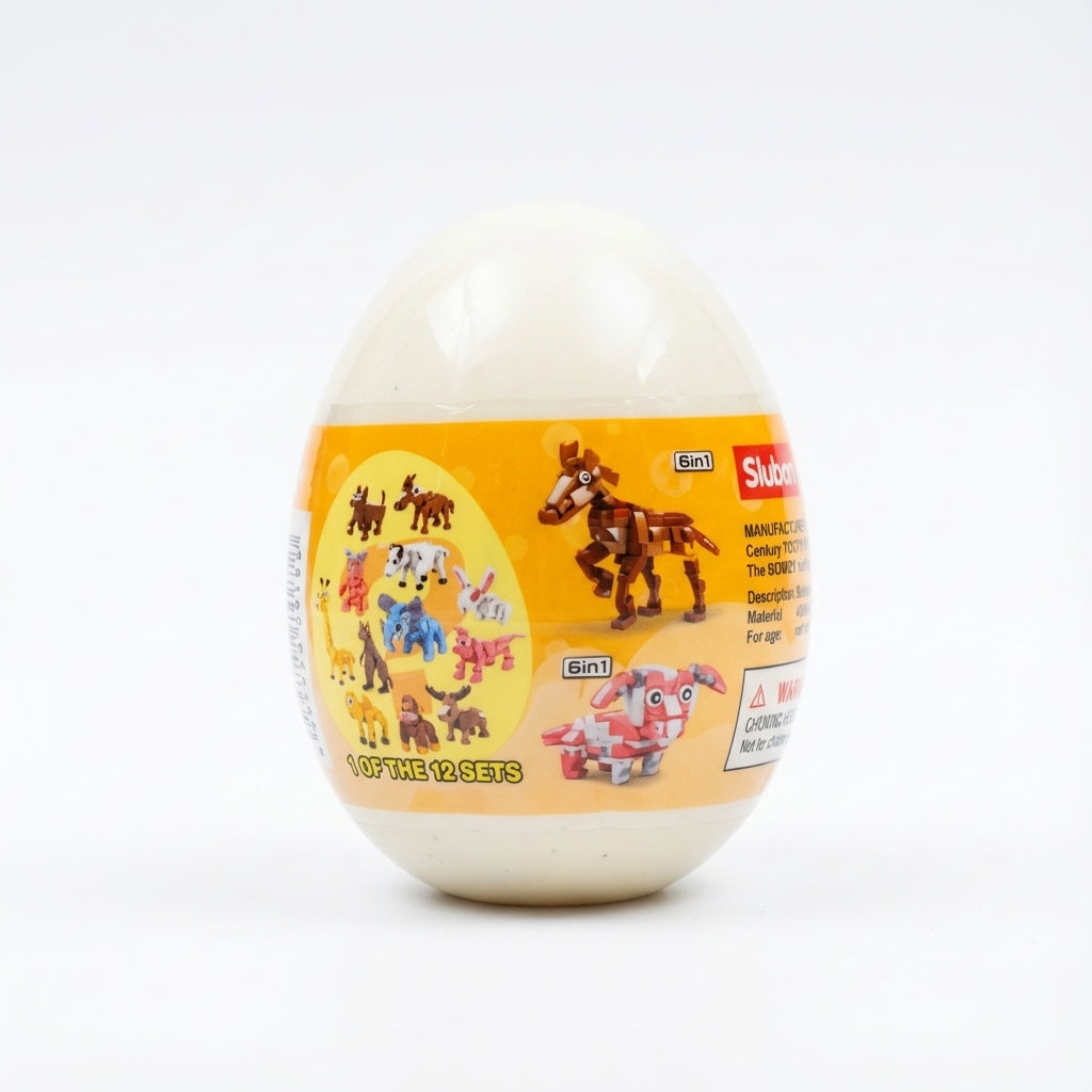 Sluban 6-in-1 Transformable Animal Building Blocks Mystery Egg (One of 12 Collectible Sets)