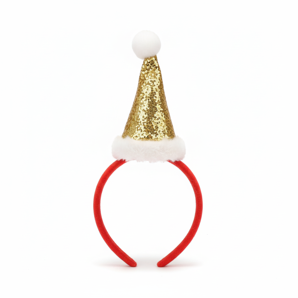 Glitter Gold Mini Santa Hat Christmas Headband